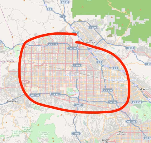 Jose Mier's Map of Sun Valley, CA with area circled