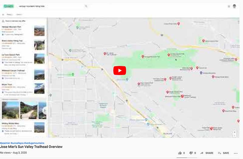 YouTube screenshot Jose Mier Hiking trail map video