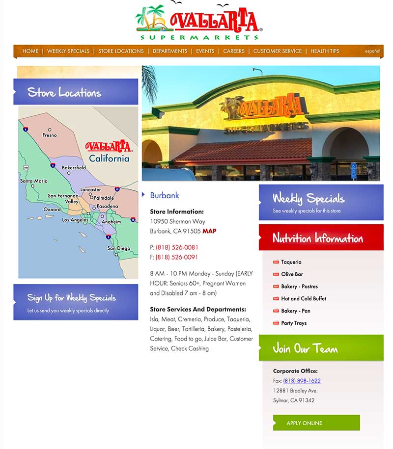 Vallarta supermarket location Sun Valley CA jose mier