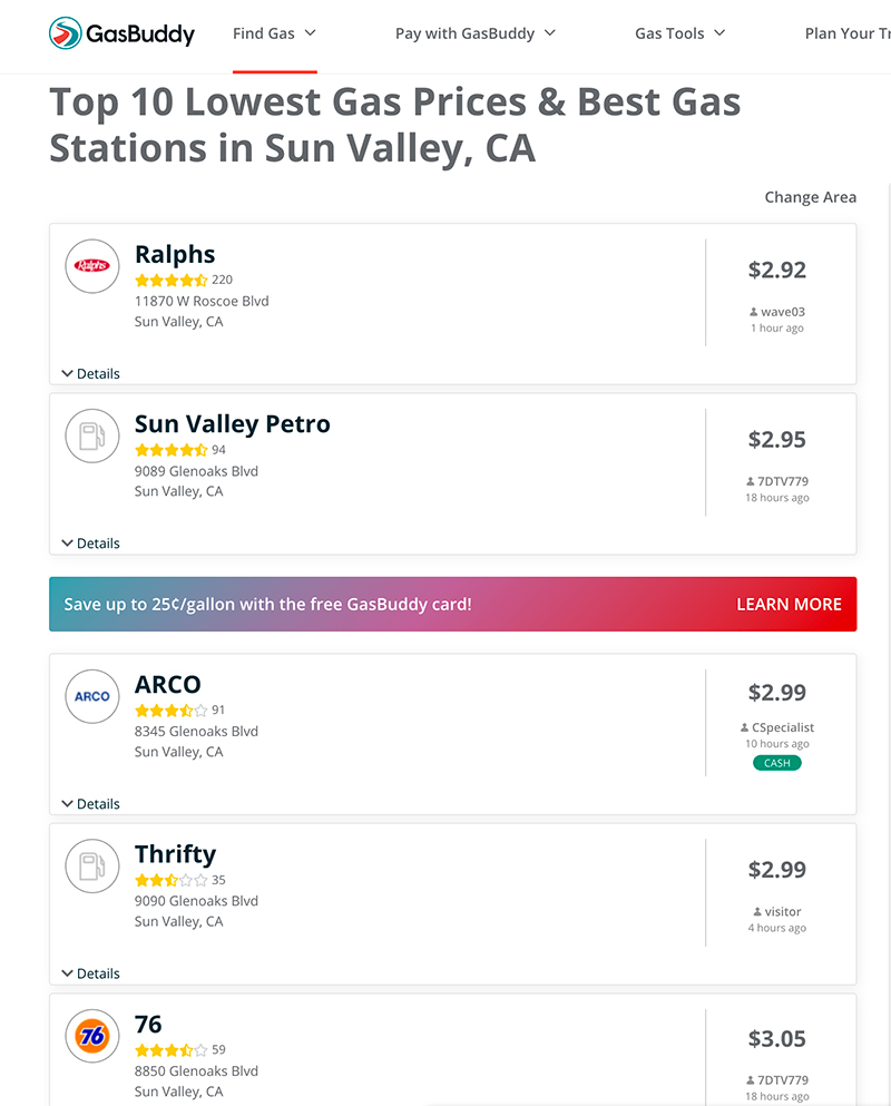 Checking Sun Valley Gas Prices