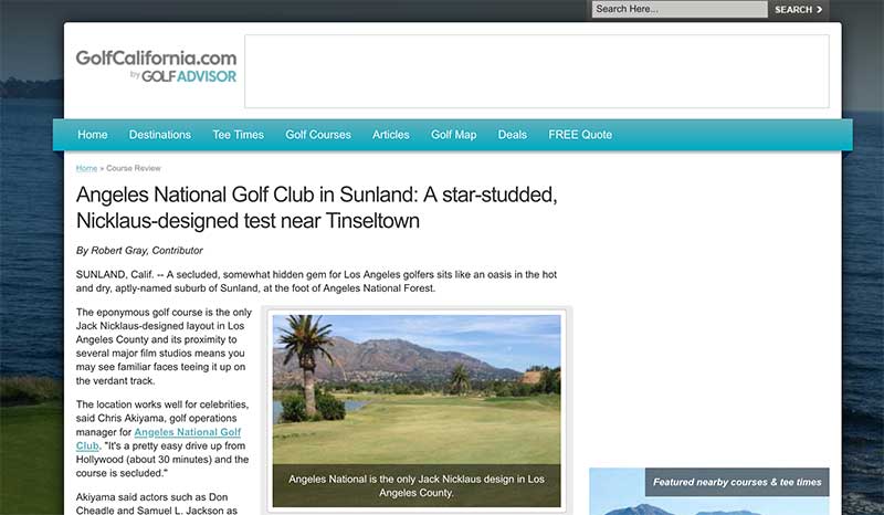 Angeles National Golf Club article