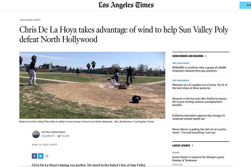 Sun Valley Poly High baseball victory Jose Mier