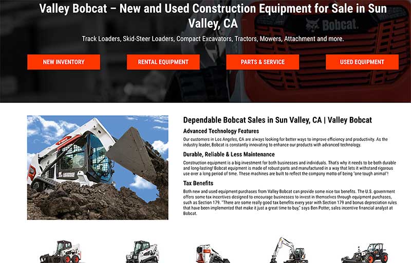 Bobcat Southwest website screenshot Jose Mier Sun Valley